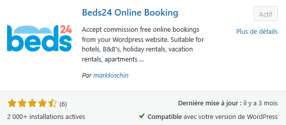 Afficher la page de réservation beds24 dans wordpress